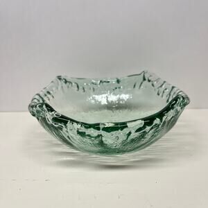 Recycled Green Art Glass Textured Round Bowl